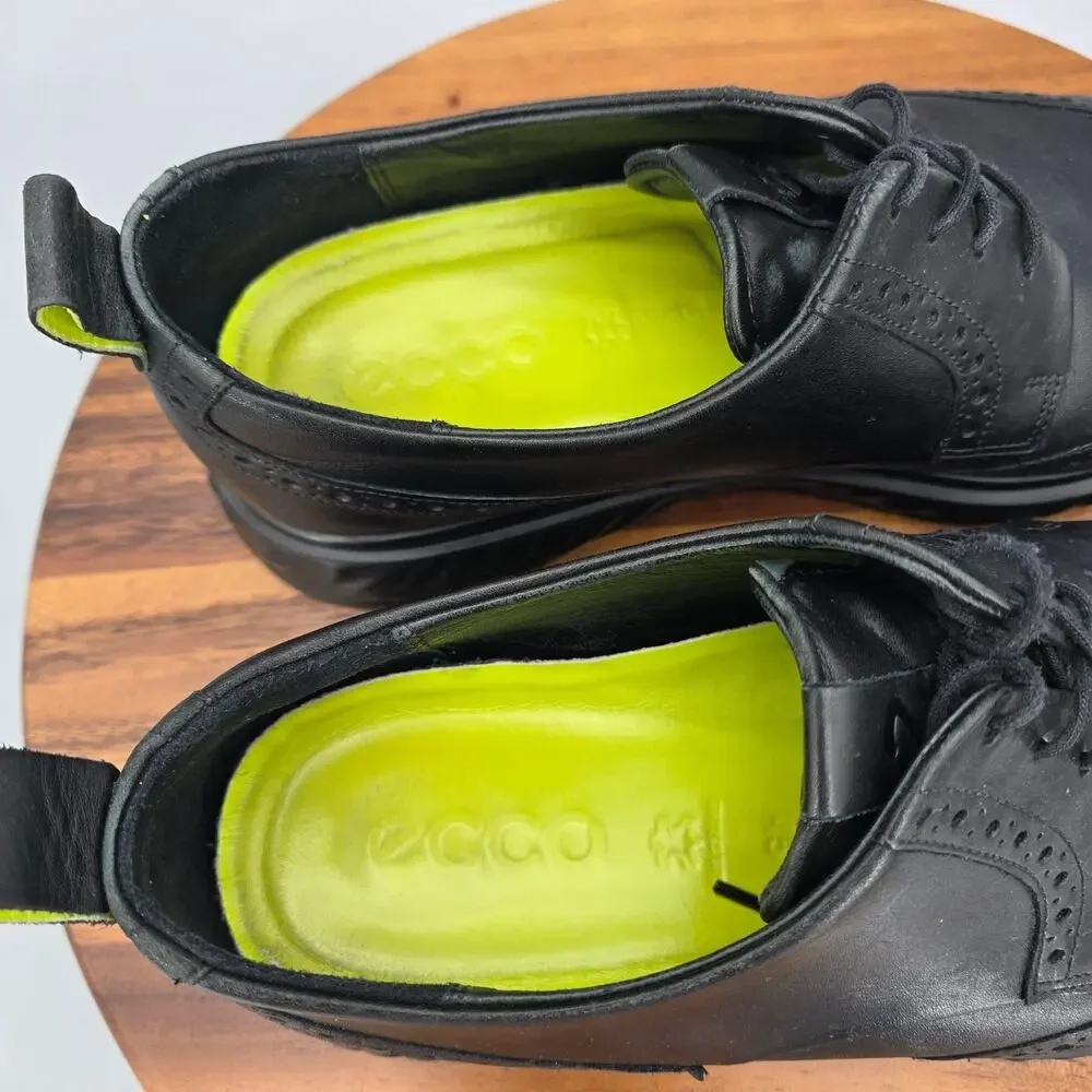 Ecco St.1 Hybrid Lite Shoes Mens 11 Black Leather Brogue Wingtip Casual Oxfords